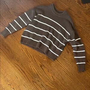 Quince Chocolate and Cream Striped Sweater